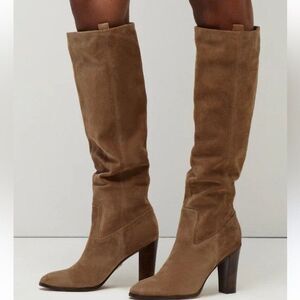 $700 Veronica Beard Women Vesper Suede Knee HigH BROWN Boot WIDE CALF Sz 7M / 37